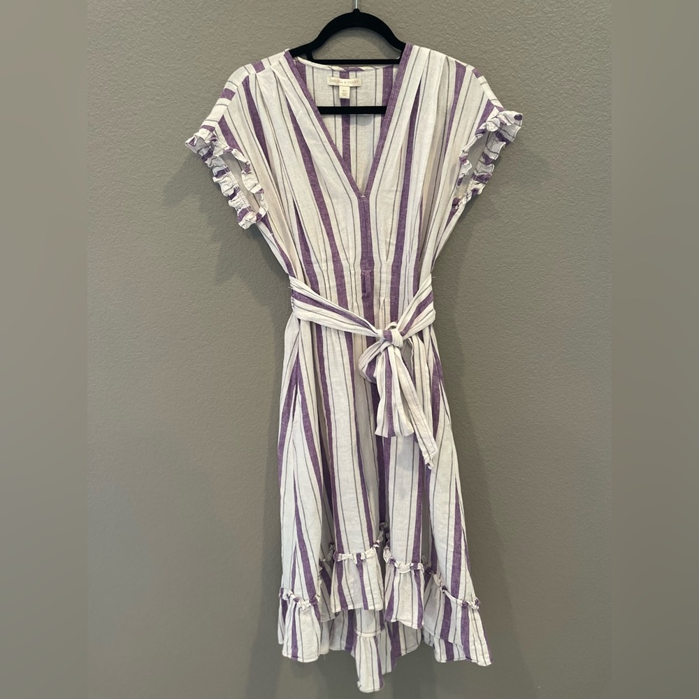 Chelsea & Violet purple striped linen dress